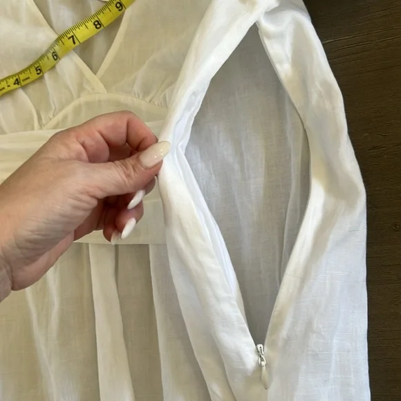 J. Crew White Wrap Blouse with Cuffed Sleeves Linen like - Picture 7 of 9